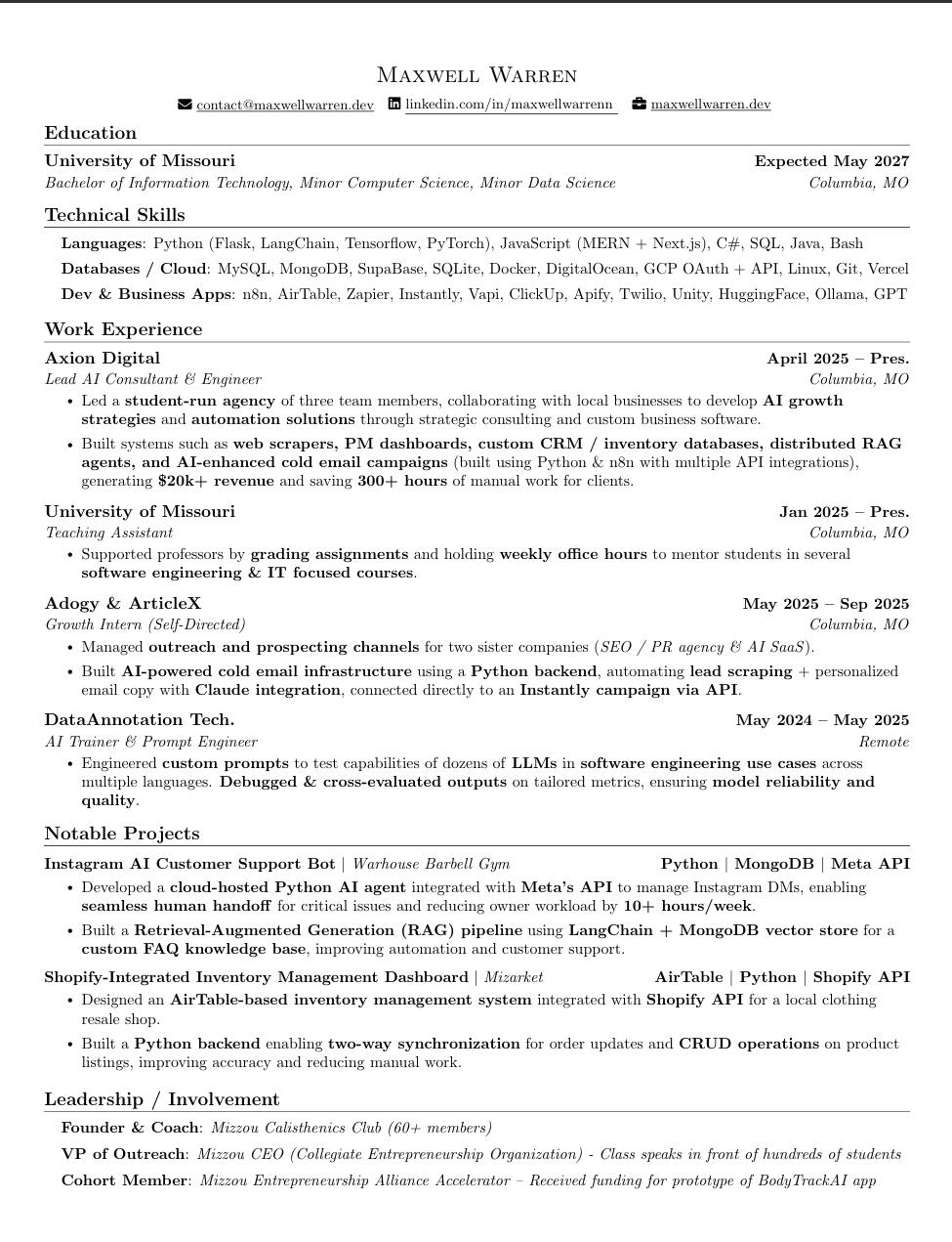 Resume Page 1